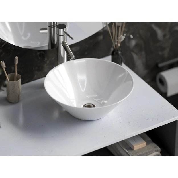 (image for) PELICAN PL-3014 Porcelain Vessel Bathroom Sink 16-3/4'' x 16-3/4'' - White