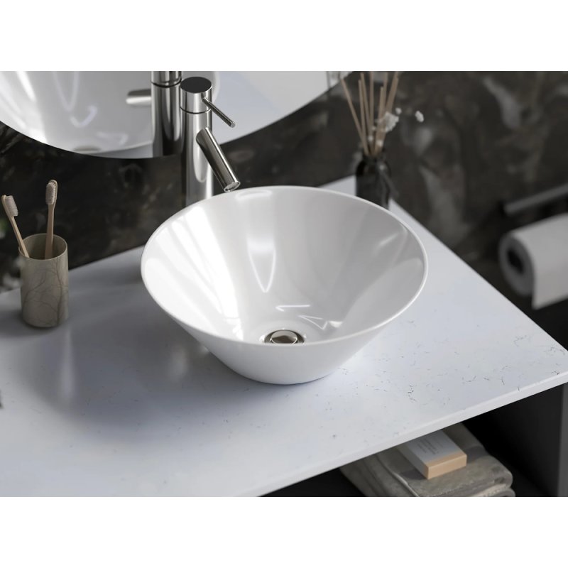 (image for) PELICAN PL-3014 Porcelain Vessel Bathroom Sink 16-3/4'' x 16-3/4'' - White
