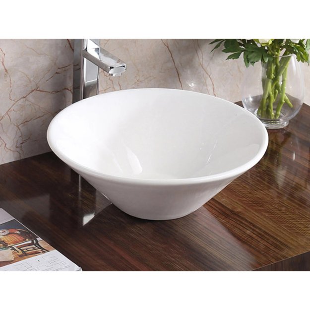 (image for) PELICAN PL-3014 Porcelain Vessel Bathroom Sink 16-3/4'' x 16-3/4'' - White