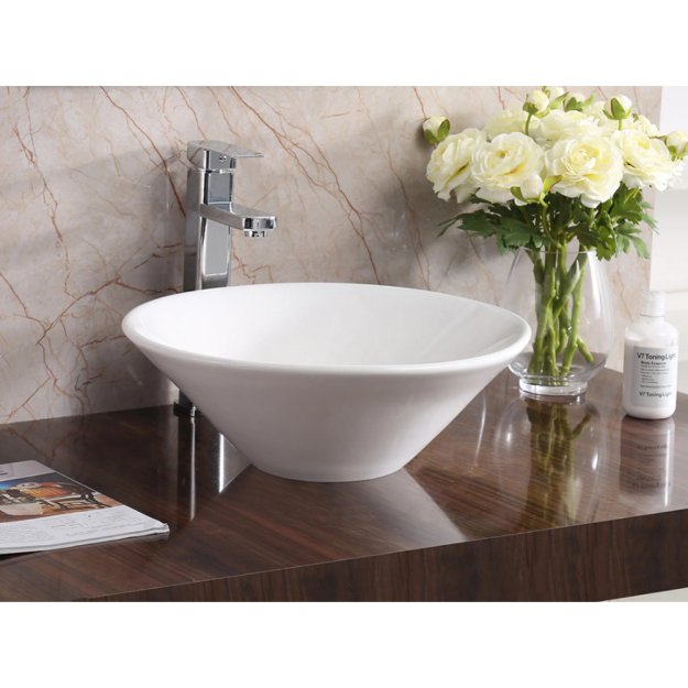 (image for) PELICAN PL-3014 Porcelain Vessel Bathroom Sink 16-3/4'' x 16-3/4'' - White