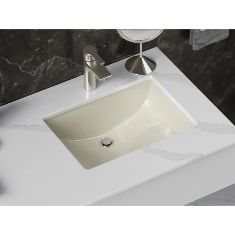 (image for) PELICAN PL-3044 Extra Deep Porcelain Undermount Bathroom Sink 8 1/4" x 12" x 6 1/4" - Bone