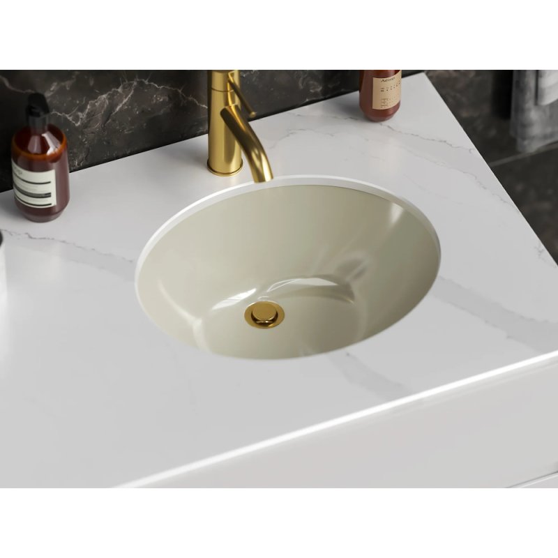 (image for) PELICAN PL-3059 Porcelain Undermount Bathroom Sink 17 1/4" x 14" x 5 3/4" - Bone