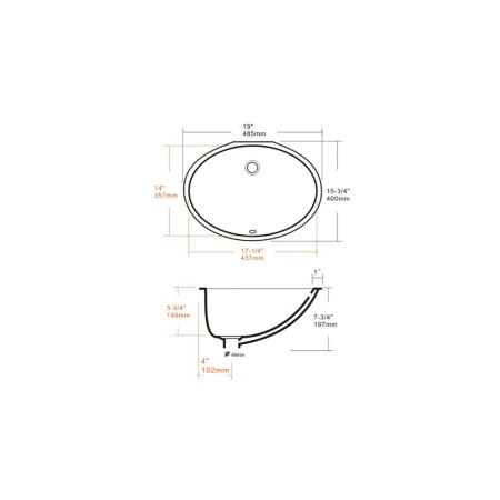(image for) PELICAN PL-3059 Porcelain Undermount Bathroom Sink 17 1/4" x 14" x 5 3/4" - White