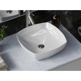 PELICAN PL-3060 Porcelain Vessel Bathroom Sink 16-1/2'' x 16-1/2'' - White