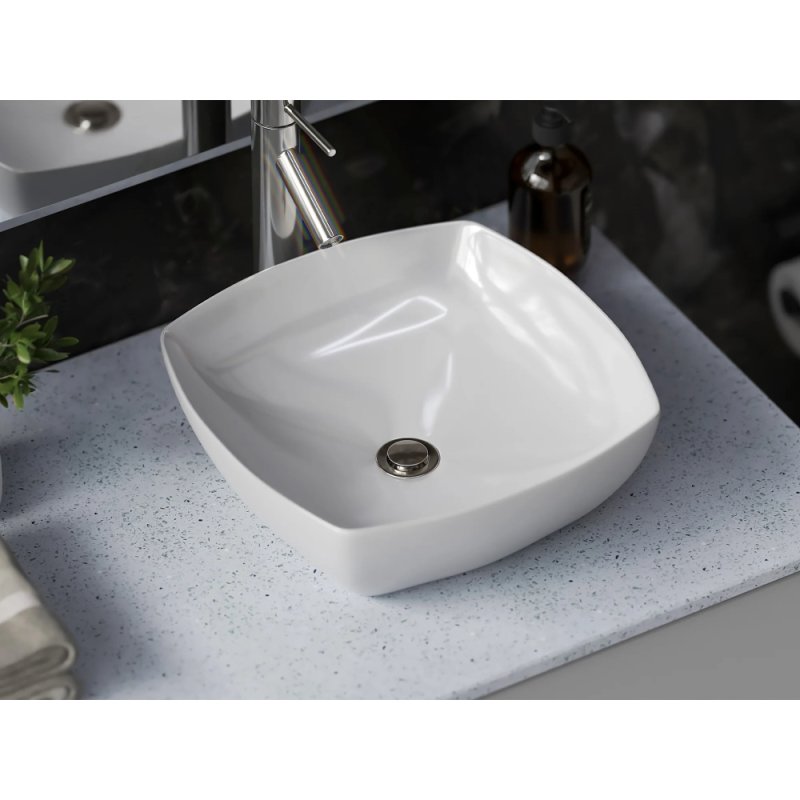 (image for) PELICAN PL-3060 Porcelain Vessel Bathroom Sink 16-1/2'' x 16-1/2'' - White