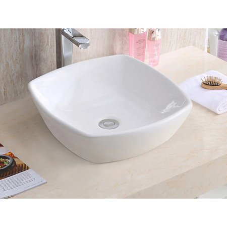 (image for) PELICAN PL-3060 Porcelain Vessel Bathroom Sink 16-1/2'' x 16-1/2'' - White