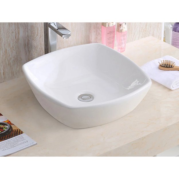 (image for) PELICAN PL-3060 Porcelain Vessel Bathroom Sink 16-1/2'' x 16-1/2'' - White