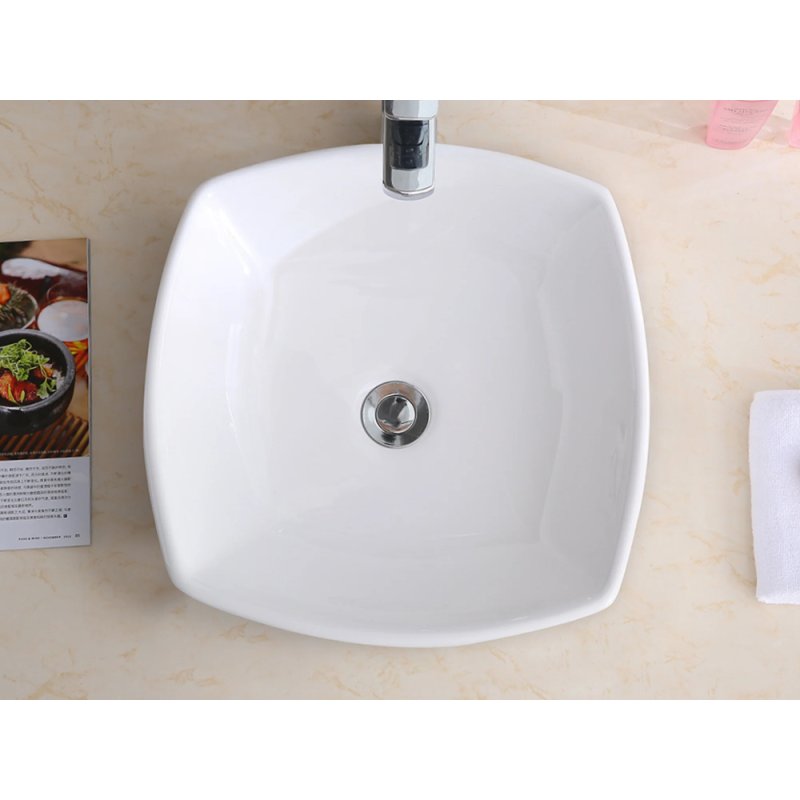 (image for) PELICAN PL-3060 Porcelain Vessel Bathroom Sink 16-1/2'' x 16-1/2'' - White
