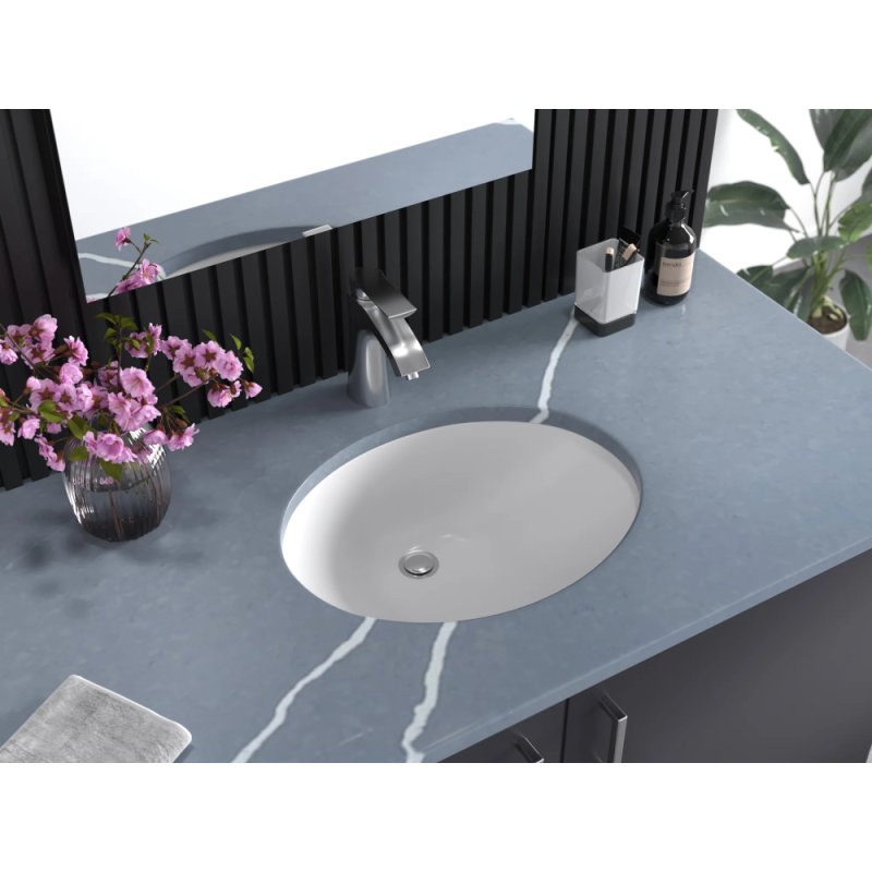 (image for) PELICAN PL-3072 Porcelain Undermount Bathroom Sink 15 1/4" x 12" x 6" - White