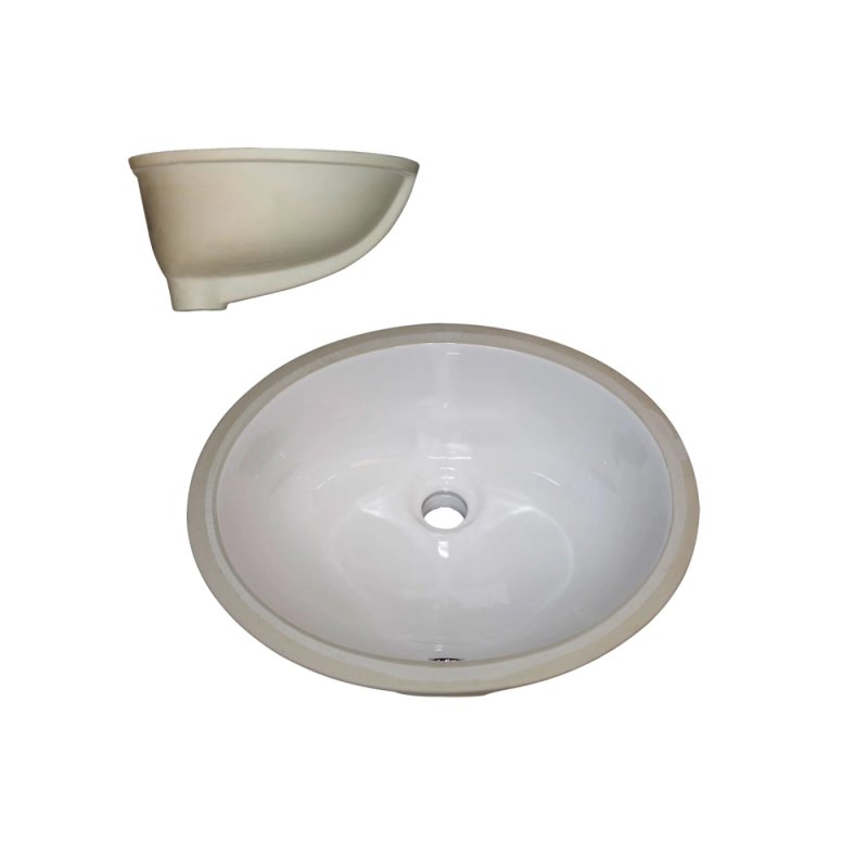 (image for) PELICAN PL-3072 Porcelain Undermount Bathroom Sink 15 1/4" x 12" x 6" - Bone