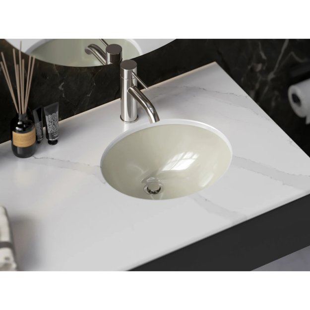 (image for) PELICAN PL-3072 Porcelain Undermount Bathroom Sink 15 1/4" x 12" x 6" - Bone