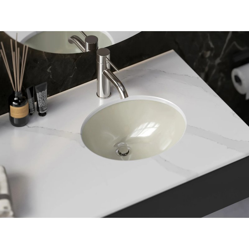 (image for) PELICAN PL-3072 Porcelain Undermount Bathroom Sink 15 1/4" x 12" x 6" - Bone