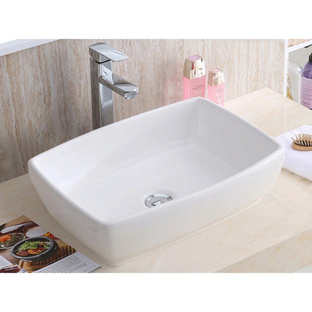 (image for) PELICAN PL-3081 Porcelain Vessel Bathroom Sink 18-1/2'' x 13-3/4'' - White