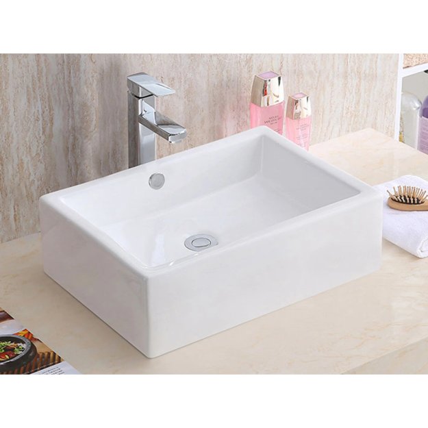 (image for) PELICAN PL-3082 Porcelain Vessel Bathroom Sink 20 1/2'' x 14 1/4'' - White