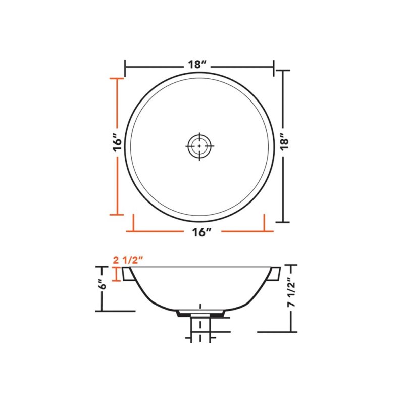 (image for) PELICAN PL-3086 Porcelain Vessel Semi-Recessed Bathroom Sink 18'' x 18'' - White