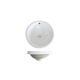 PELICAN PL-3086 Porcelain Vessel Semi-Recessed Bathroom Sink 18'' x 18'' - White