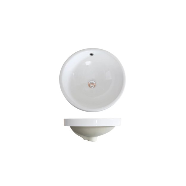 (image for) PELICAN PL-3086 Porcelain Vessel Semi-Recessed Bathroom Sink 18'' x 18'' - White