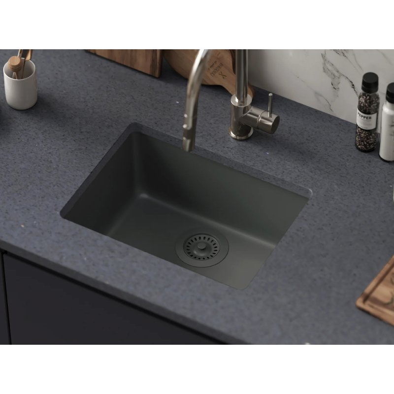 (image for) PELICAN PL-350 19 3/4" x 14 7/8" x 6 11/16" Granite Composite Small Single Bowl Sink - Gunmetal