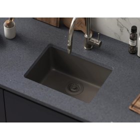 PELICAN PL-350 19 3/4" x 14 7/8" x 6 11/16" Granite Composite Small Single Bowl Sink - Mocha