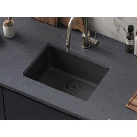 PELICAN PL-350 19 3/4" x 14 7/8" x 6 11/16" Granite Composite Small Single Bowl Sink - Onyx