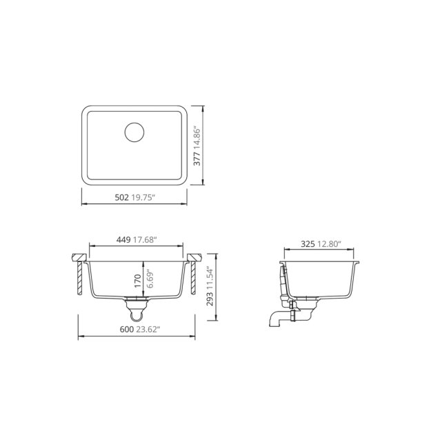 (image for) PELICAN PL-350 19 3/4" x 14 7/8" x 6 11/16" Granite Composite Small Single Bowl Sink - Sand