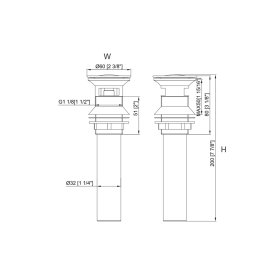 PELICAN PL-38 Pop Up Drain w/o Overflow - Chrome