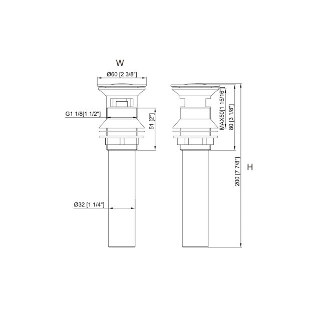 (image for) PELICAN PL-44 Pop Up Drain w/ Overflow - Brushed Nickel