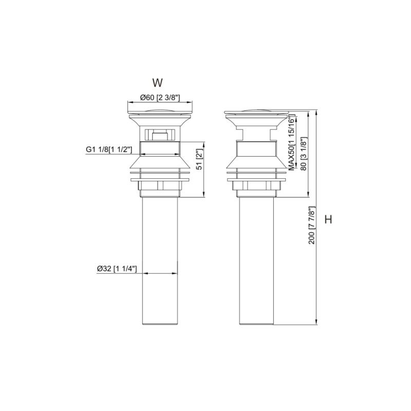 (image for) PELICAN PL-44 Pop Up Drain w/ Overflow - Matte Black