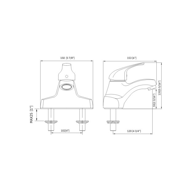 (image for) PELICAN PL-8104 One Hole Bathroom Faucet - Chrome