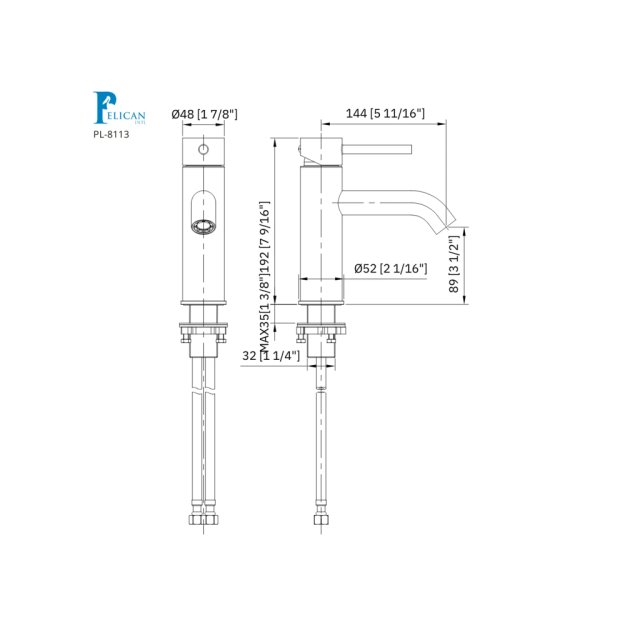 (image for) PELICAN PL-8113 Single Hole Bathroom Faucet - Matte Black