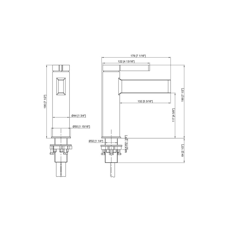 (image for) PELICAN PL-8116 One Hole Bathroom Faucet - Brushed Nickel