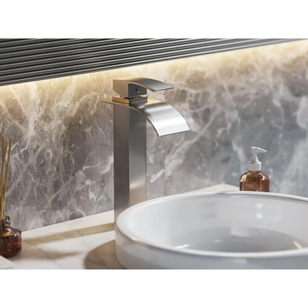 (image for) PELICAN PL-8136 Single Hole Vessel Bathroom Faucet - Brushed Nickel