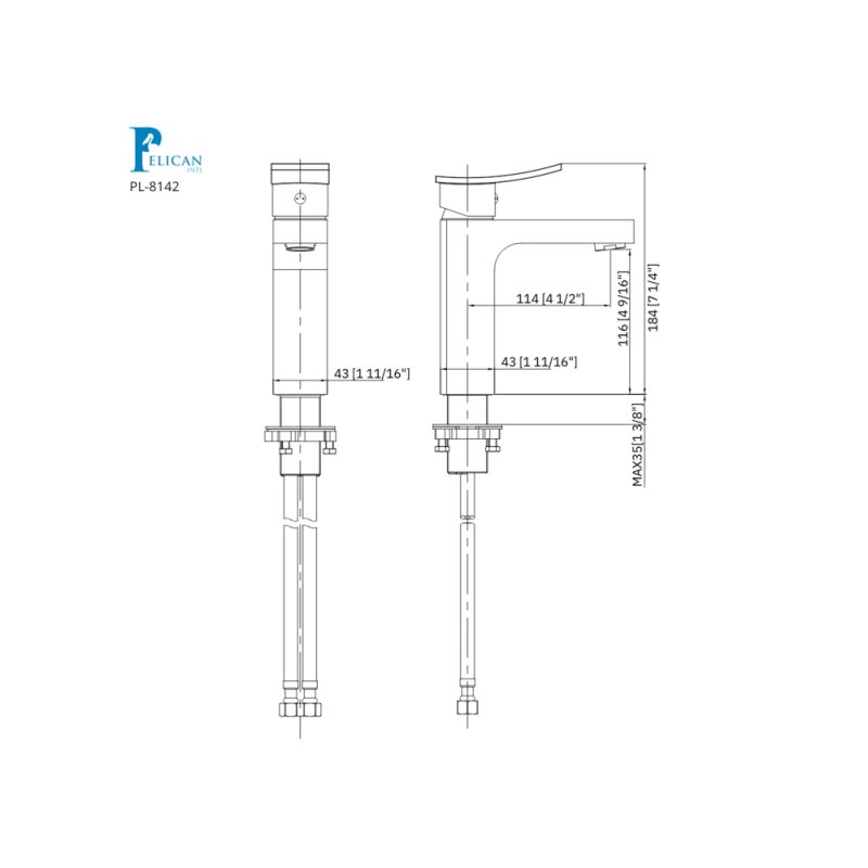 (image for) PELICAN PL-8142 Single Hole Bathroom Faucet - Brushed Nickel