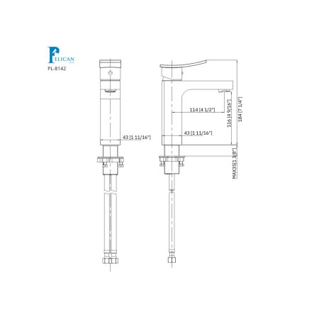(image for) PELICAN PL-8142 Single Hole Bathroom Faucet - Matte Black
