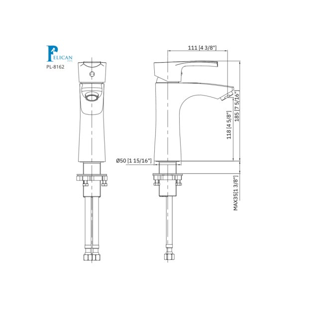 (image for) PELICAN PL-8162 Single Hole Bathroom Faucet - Brushed Nickel