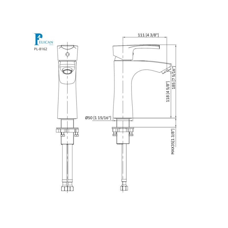 (image for) PELICAN PL-8162 Single Hole Bathroom Faucet - Brushed Nickel