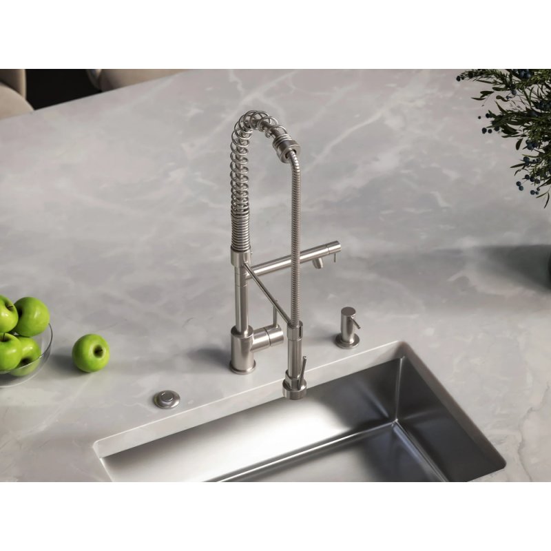 (image for) PELICAN PL-8203 Single Hole Commercial Style Pull Down Kitchen Faucet - Brushed Nickel