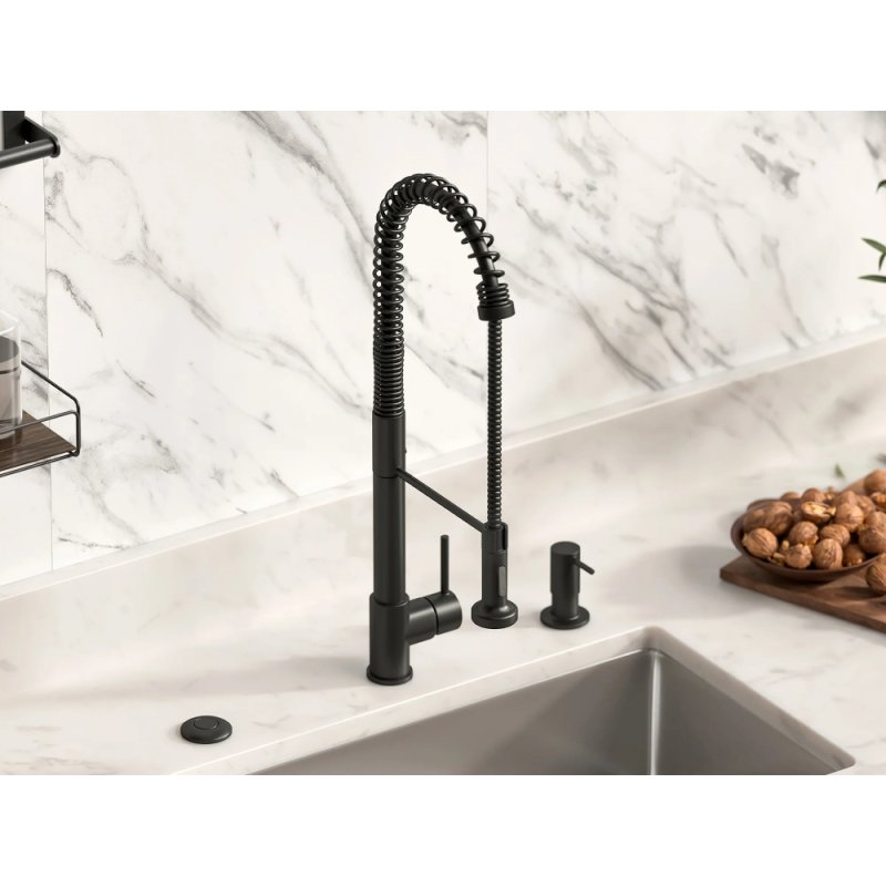 (image for) PELICAN PL-8207 Single Hole Commercial Style Pull Down Kitchen Faucet - Matte Black