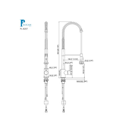 (image for) PELICAN PL-8207 Single Hole Commercial Style Pull Down Kitchen Faucet - Matte Black
