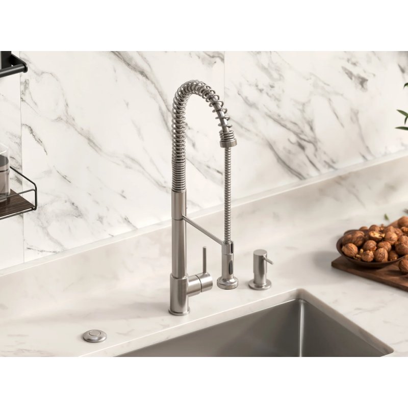 (image for) PELICAN PL-8207 Single Hole Commercial Style Pull Down Kitchen Faucet - Brushed Nickel