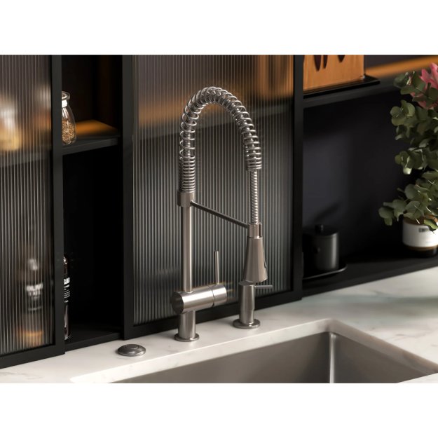(image for) PELICAN PL-8210 Single Hole Commercial Style Pull Down Kitchen Faucet - Brushed Nickel