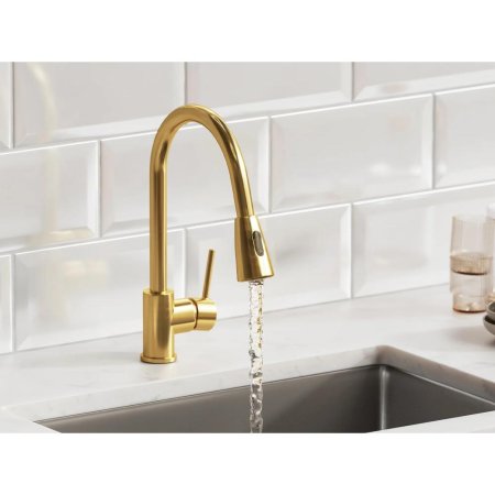 (image for) PELICAN PL-8211 Single Hole Pull Down Kitchen Faucet - Brushed Gold