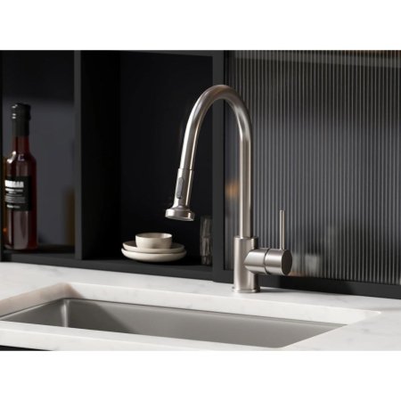 (image for) PELICAN PL-8213 Single Hole Pull Down Kitchen Faucet - Brushed Nickel