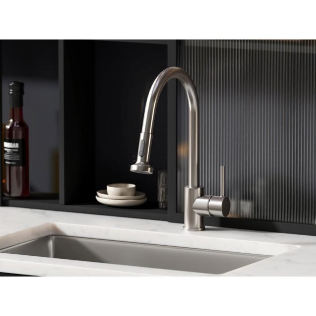 (image for) PELICAN PL-8213 Single Hole Pull Down Kitchen Faucet - Brushed Nickel