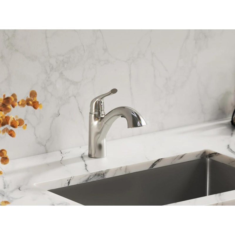 (image for) PELICAN PL-8222 Single Hole Pull Down Kitchen Faucet - Brushed Nickel