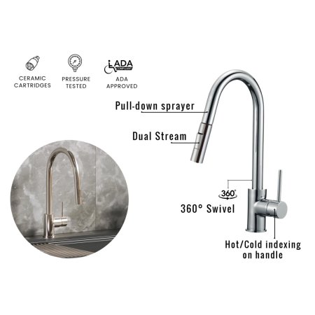 (image for) PELICAN PL-8224 Single Hole Pull Down Kitchen Faucet - Oil Rubbed Bronze