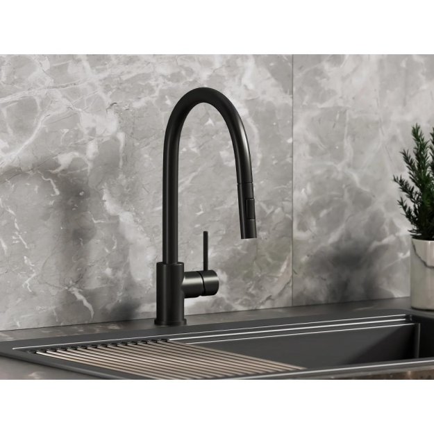 (image for) PELICAN PL-8231 Single Hole Pull Down Kitchen Faucet - Matte Black