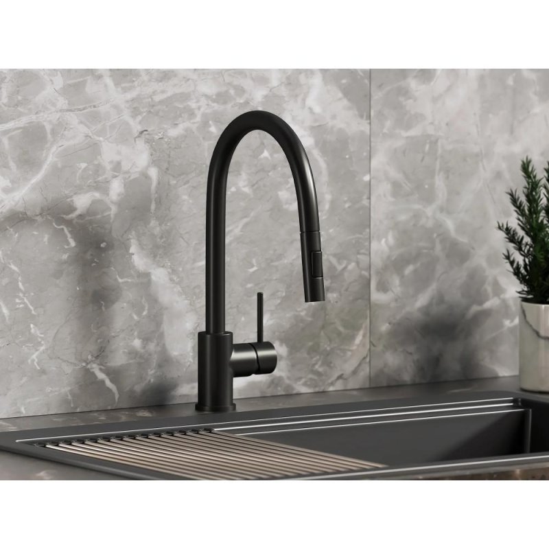 (image for) PELICAN PL-8231 Single Hole Pull Down Kitchen Faucet - Matte Black