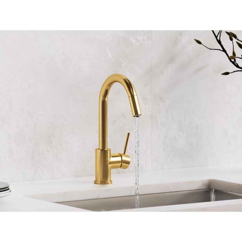 (image for) PELICAN PL-8237 Single Hole Kitchen Faucet - Brushed Gold