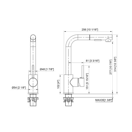 (image for) PELICAN PL-8248 Single Hole Pull Down Kitchen Faucet - Matte Black